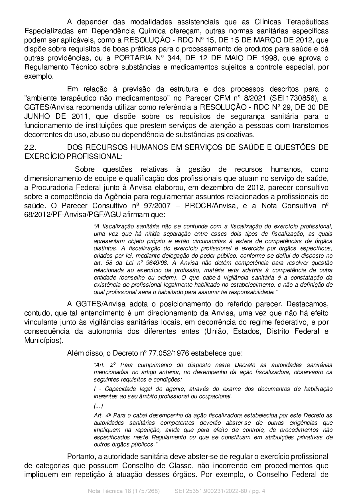 Of. 49-2022 - FEBRACI (Resposta acerca da legislação sanitária federal aplicável às Clínicas Terapêuticas)_page-0004